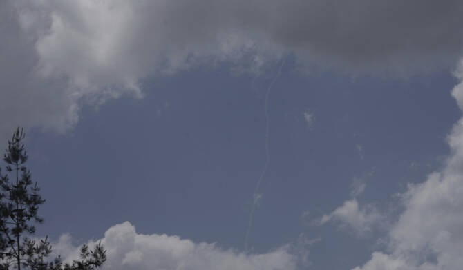 The Israeli Iron Dome air defense system fires to intercept projectiles that were launched from Yemen in May. (AP)