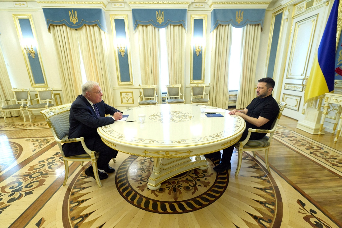 kraine's President Volodymyr Zelenskiy meets with US Special Envoy for Ukraine Keith Kellogg in Kyiv, Ukraine. (Handout)