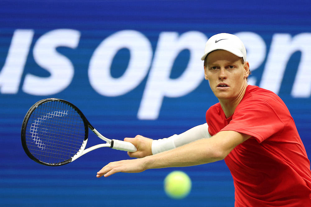 World number one Jannik Sinner during a practice session ahead of the 2025 US Open on Aug. 21, 2025. (Getty Images via AFP)