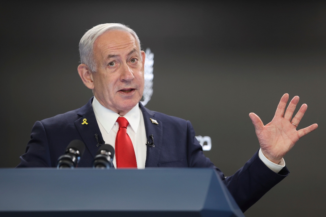 Israeli Prime Minister Benjamin Netanyahu speaks during a press conference at the Prime minister's office in Jerusalem. (AP)