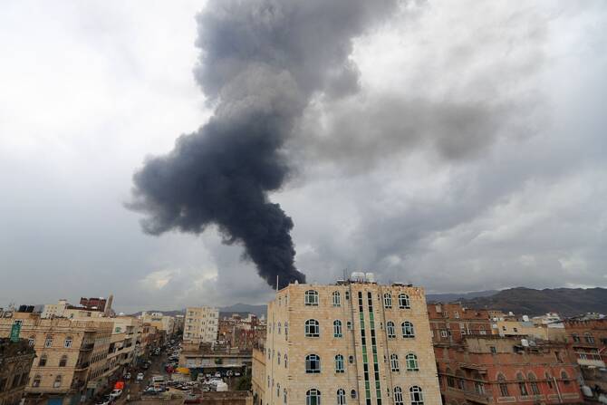 Israeli air strikes on Thursday on Yemen’s capital Sanaa followed a similar attack on the city at the weekend. (AFP/File)