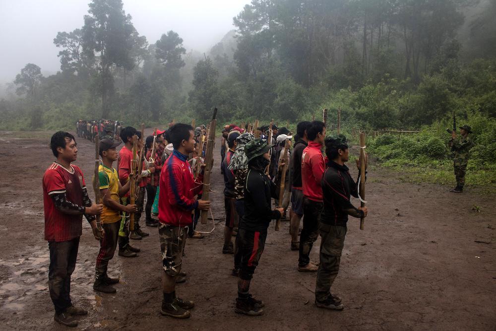 Above, Karenni ethnic fighters take part in training at their base camp in the forest near Demoso, in Myanmar’s eastern Kayah state. (AFP file photo)