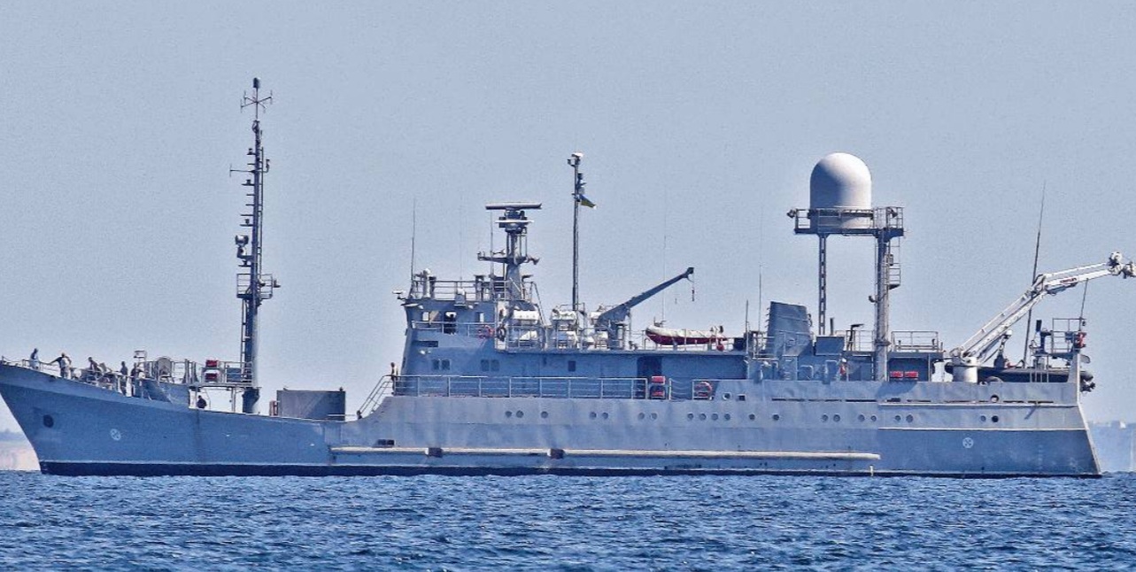 Russia said a day earlier it had sunk a Ukrainian reconnaissance ship, the Simferopol, in the Danube River delta in one of its first successful hits with a naval drone. (X/@xinfolive)