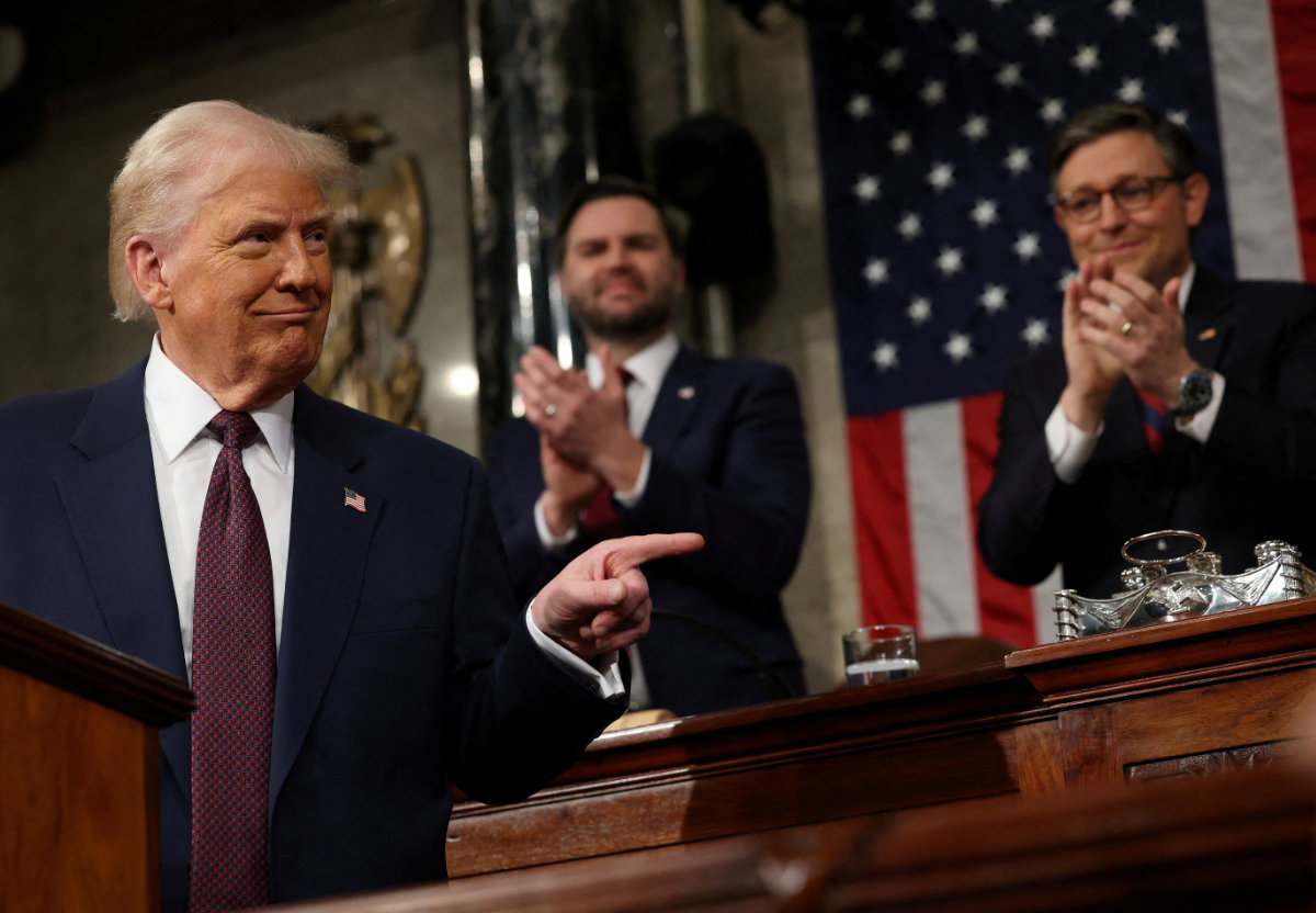This photo taken on March 4, 2025, shows President Donald Trump addressing a joint session of Congress at the US Capitol in Washington, DC. (Pool via REUTERS)