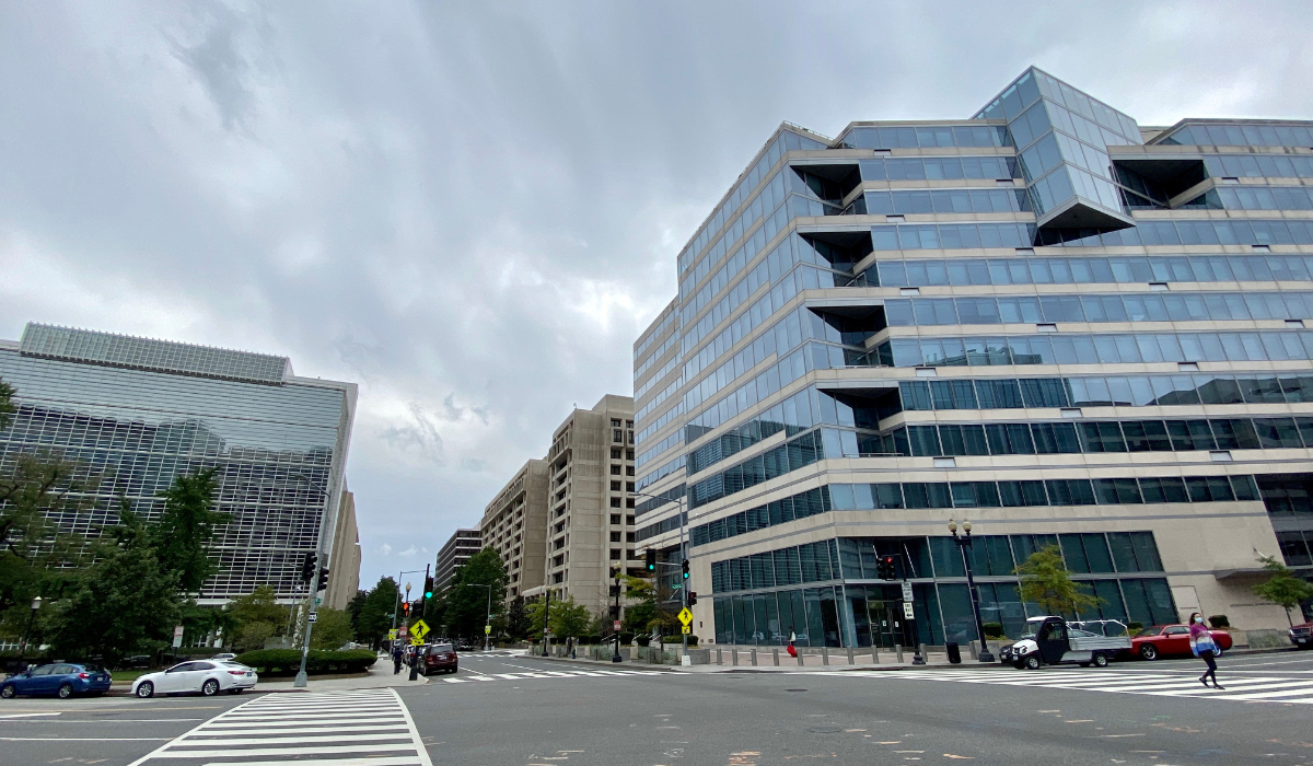 The World Bank Group building (L) and the International Monetary Fund building (R) in Washington, DC. (AFP)