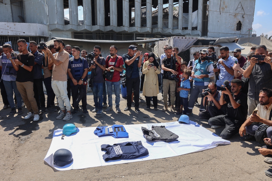 Gaza's civil defence agency said five journalists were among at least 20 people killed on August 25 by Israeli strikes. (AFP)