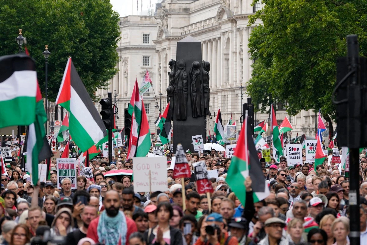 Content in support of Palestinians published online could be misconstrued as supporting Palestine Action, a protest group that was proscribed under anti-terrorism laws on July 5. (AFP/File Photo)