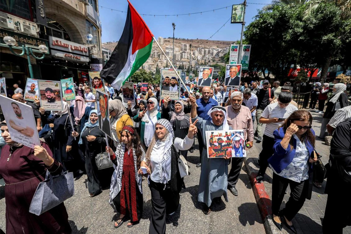 While there have been somewhat regular demonstrations against the war in Gaza, they are rarely coordinated across various cities in the West Bank. (AFP)