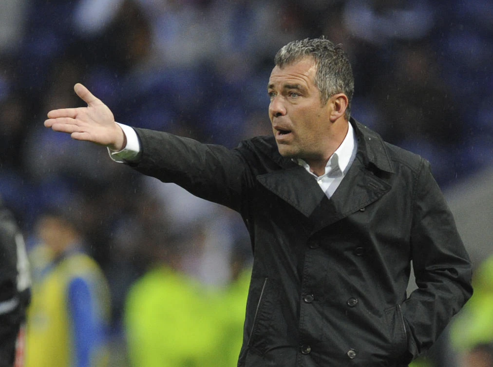 Olhanense’s coach Jorge Costa reacts, during a Portuguese League soccer match against FC Porto at Porto’s Dragon Stadium in Porto, Mar. 6, 2010. (AP/File)