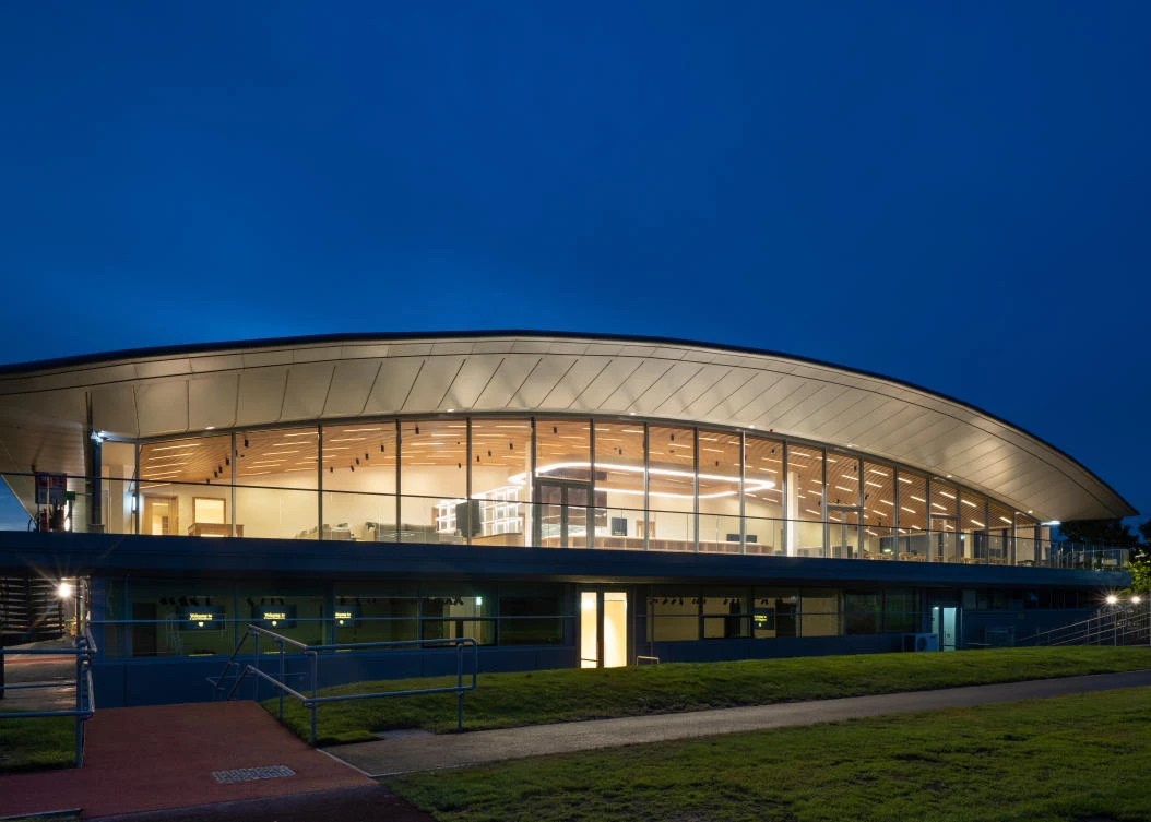 In this undated photo provided by Foster + Partners, a general view of Carrington Training Center, the training center for Manchester United, in Manchester, England. (AP)