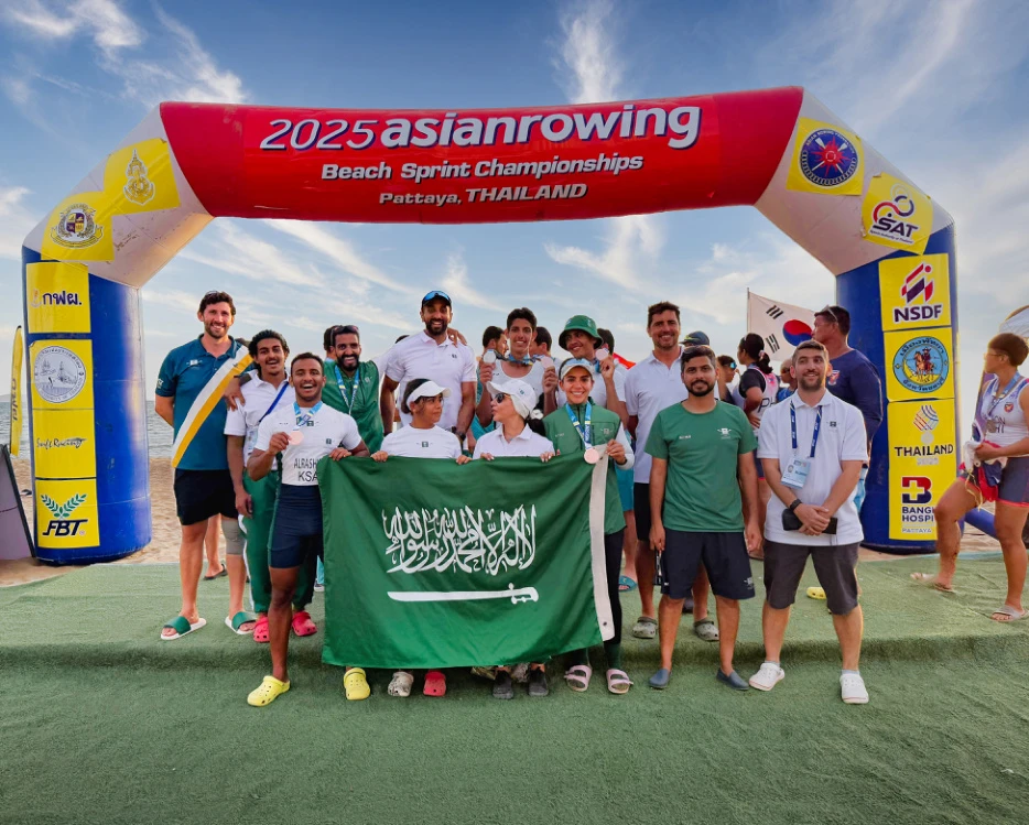 Saudi Arabia’s rowing team returned from the 2025 Asian Coastal (Beach Sprint) Rowing Championships with a haul of four medals, marking one of the Kingdom’s strongest international performances to date. (Supplied)