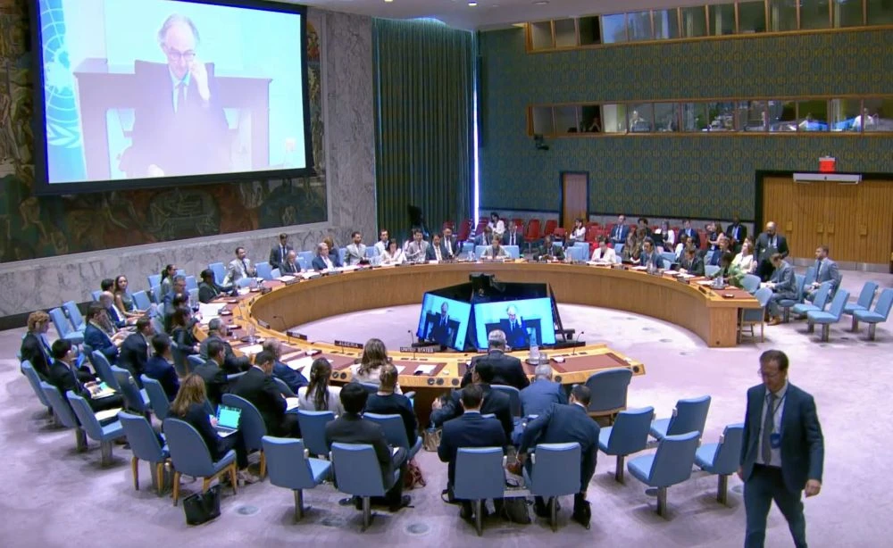 Geir Pedersen briefs the UN Security Council on the situation in Syria. (X/@UNDPPA)