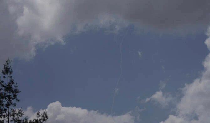 The Israeli Iron Dome air defense system fires to intercept projectiles that were launched from Yemen in May. (AP)