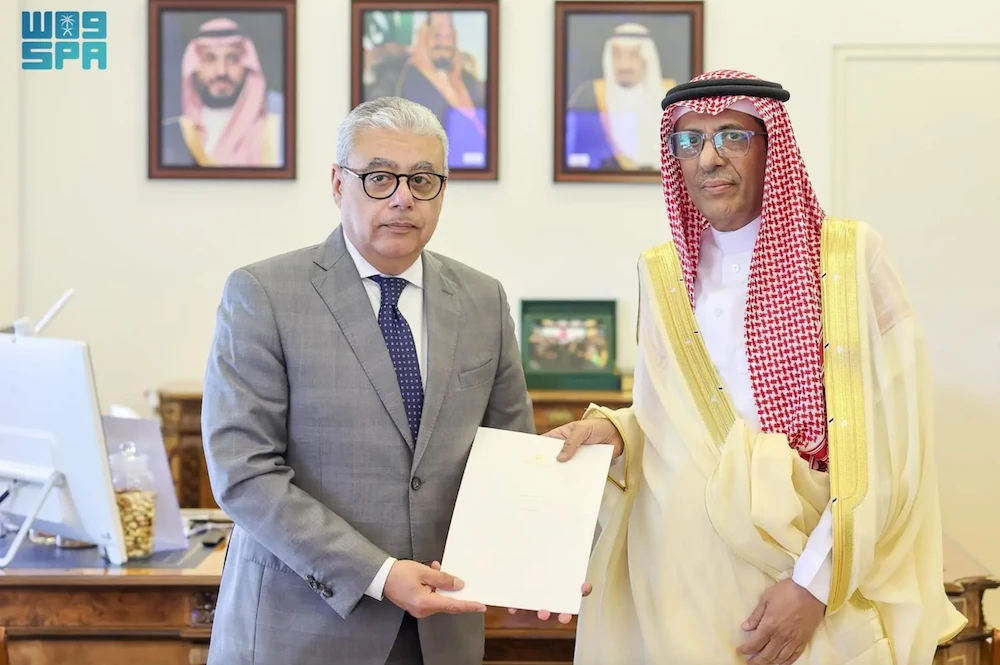 The message was delivered to Abdulrahman bin Ibrahim Al-Rassi by Egyptian ambassador Ehab Abu Srei. (SPA)