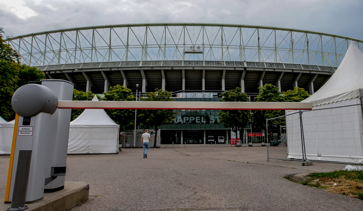 Exterior view of the Ernst Happel stadium in Vienna on Thursday, Aug.8, 2024. (AP)