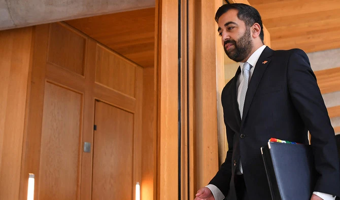 Scotland's First Minister and Scottish National Party (SNP) leader Humza Yousaf arrives for First Minister's Questions at Holyrood, the seat of the Scottish Parliament, in Edinburgh on April 25, 2024. (AFP/File Photo)