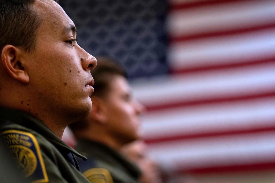 Above, new US Border Patrol agents take part in their graduation ceremony from the US Border Patrol Academy on Aug. 27, 2025 in Artesia, New Mexico. (Getty Images/AFP)