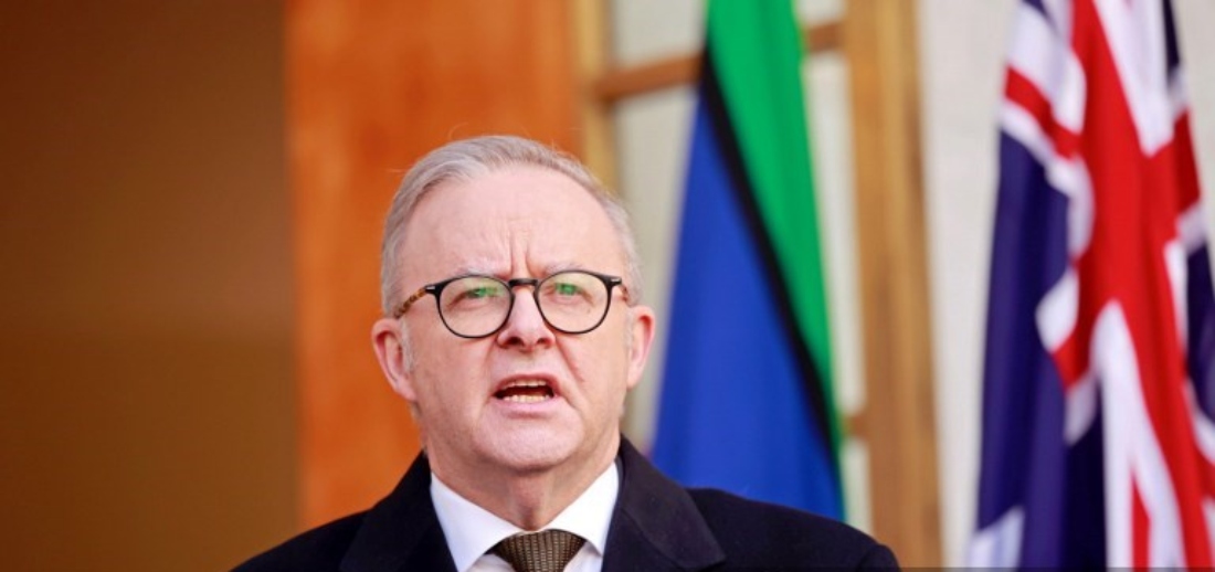 Australian Prime Minister Anthony Albanese speaks during a press conference in Canberra, Australia. (AFP)