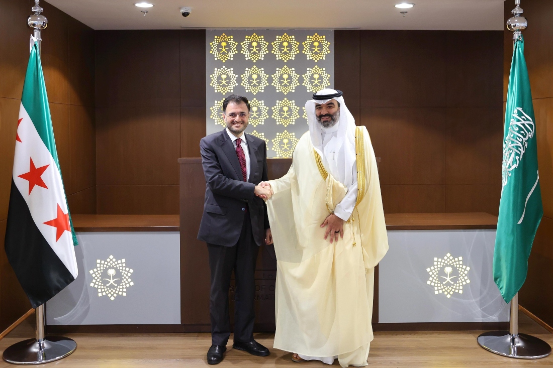 Saudi Arabia’s Minister of Communications and Information Technology Abdullah Al-Swaha received his Syrian counterpart, Abdulsalam Haykal, in Riyadh. (SPA)