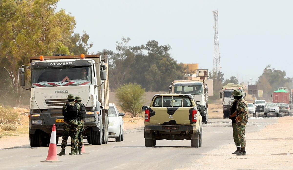 Libyan security forces man a check point in the northwestern city of Misrata on May 29, 2023. (AFP)