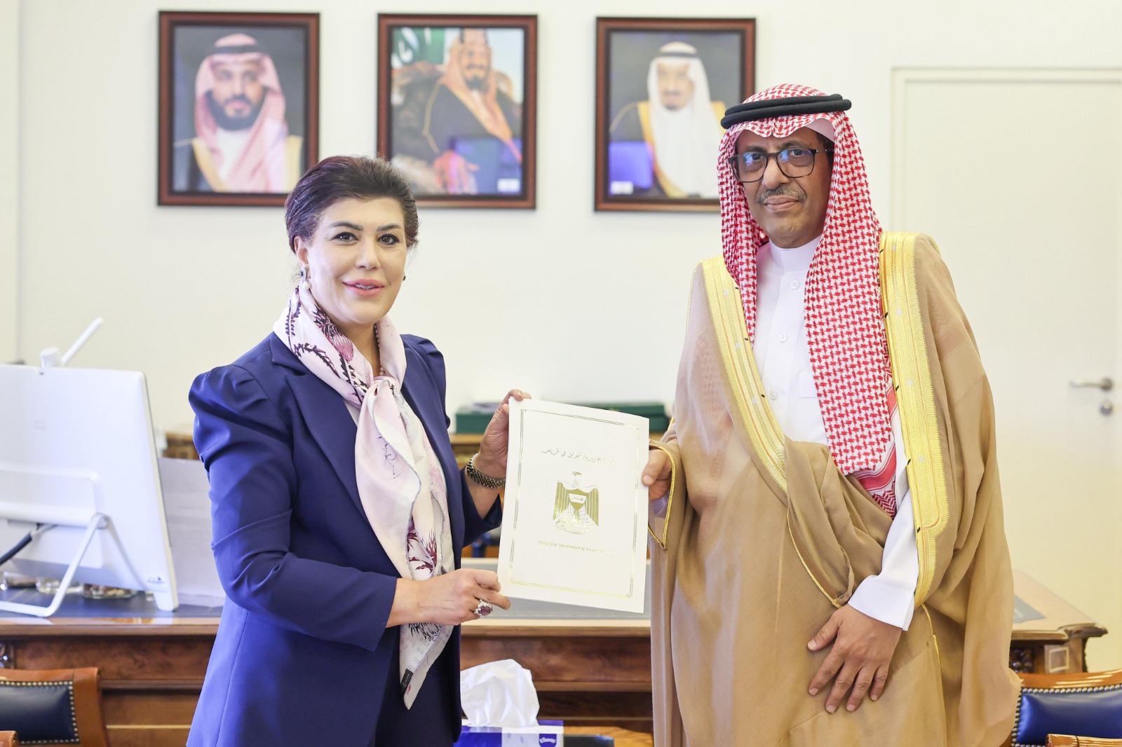 Message was received by Abdulrahman Al-Rassi during a meeting with Iraq’s ambassador to the Kingdom Safia Talib Al-Suhail. (SPA)