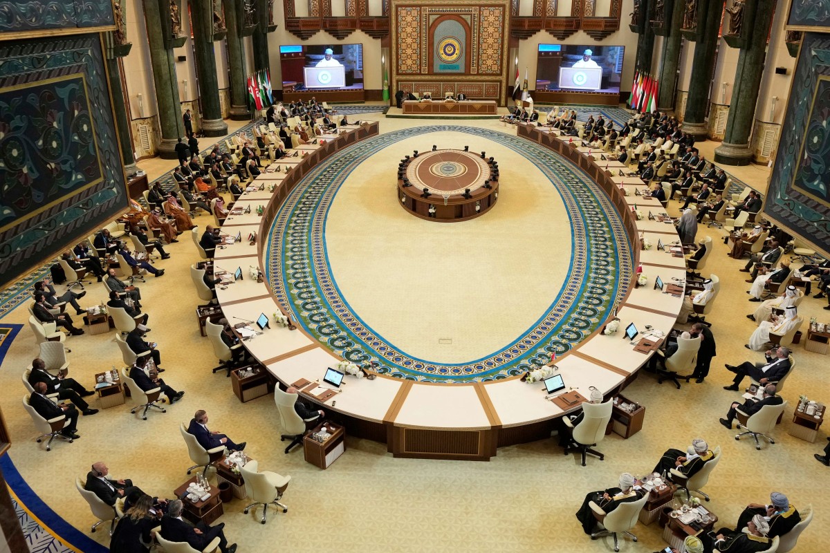 Arab leaders attend the opening session of the 34th Arab League summit in Baghdad on May 17, 2025. (File/AFP)