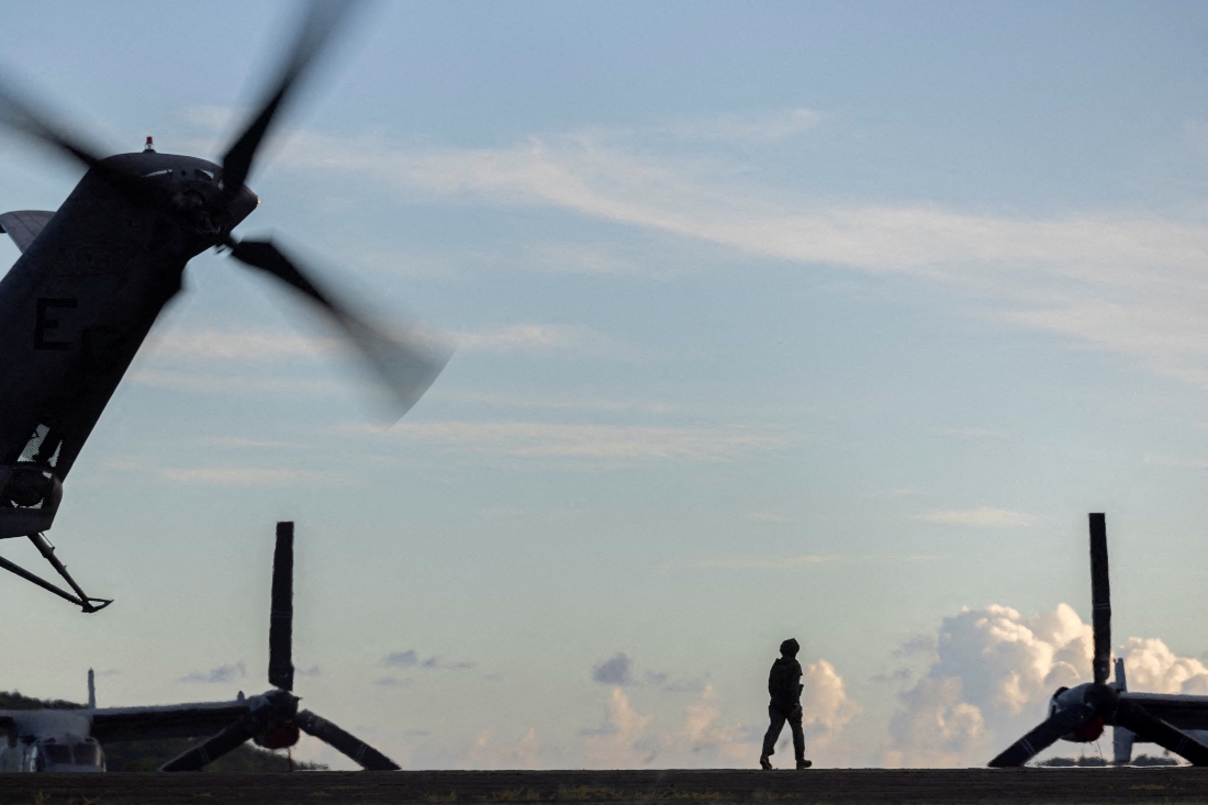 Military aircrafts stand parked on the tarmac of the former Roosevelt Roads military base in Ceiba, Puerto Rico. (Reuters)