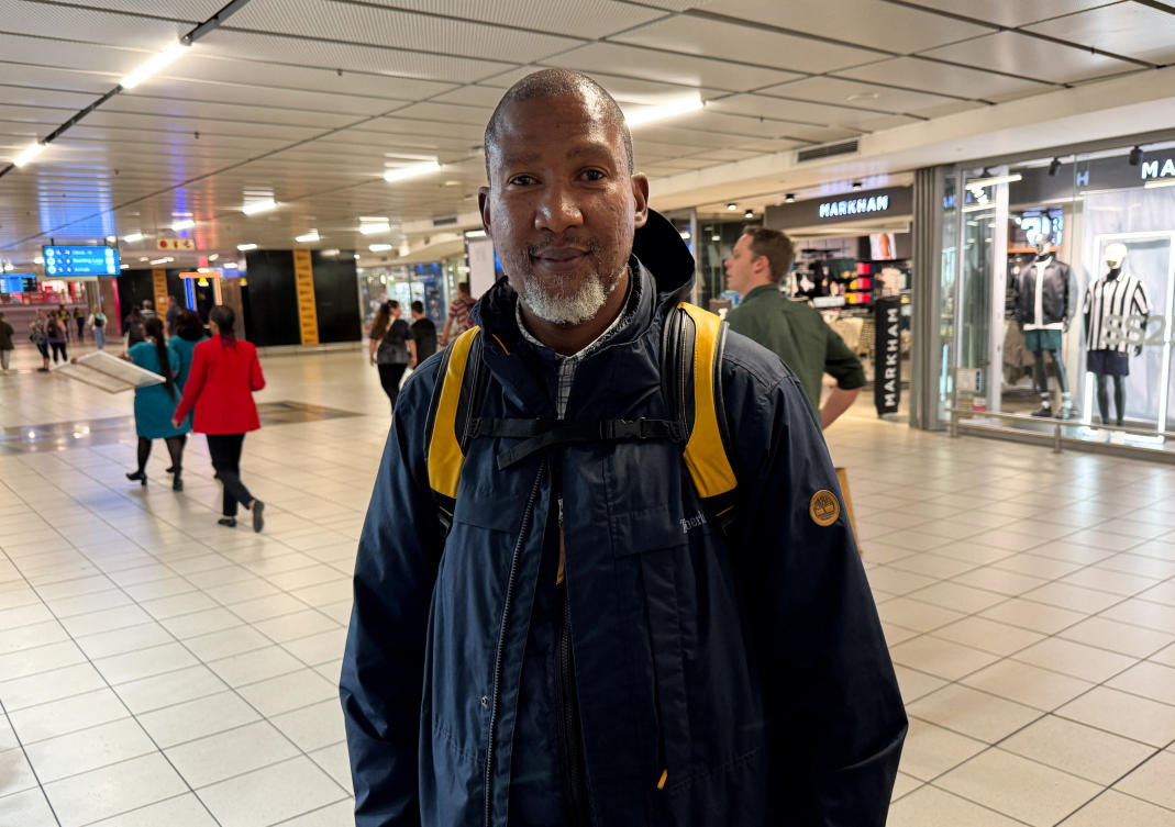 Mandla Mandela, grandson of Nelson Mandela, prepares to board a flight to Tunisia to join the Global Sumud Flotilla aiming to deliver humanitarian supplies to Gaza, at O.R. Tambo International Airport in Johannesburg, South Africa, Sept. 3, 2025. (Reuters)