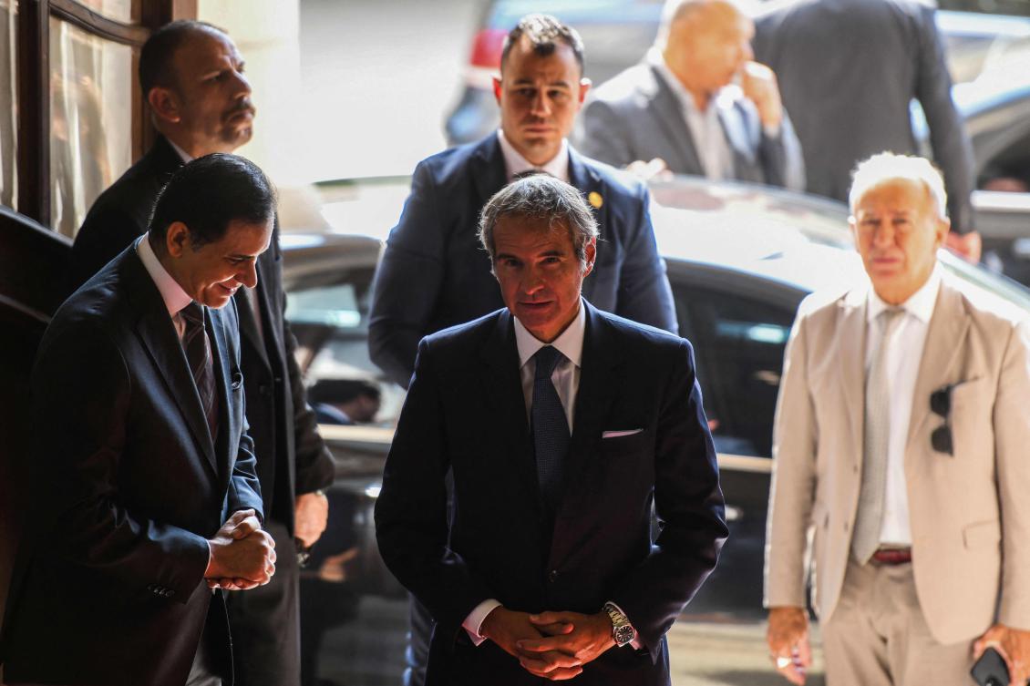 Director General of the International Atomic Energy Agency (IAEA) Rafael Grossi arrives for a meeting with the Egyptian Foreign Minister and his Iranian counterpart in Cairo on September 9, 2025. (AFP)