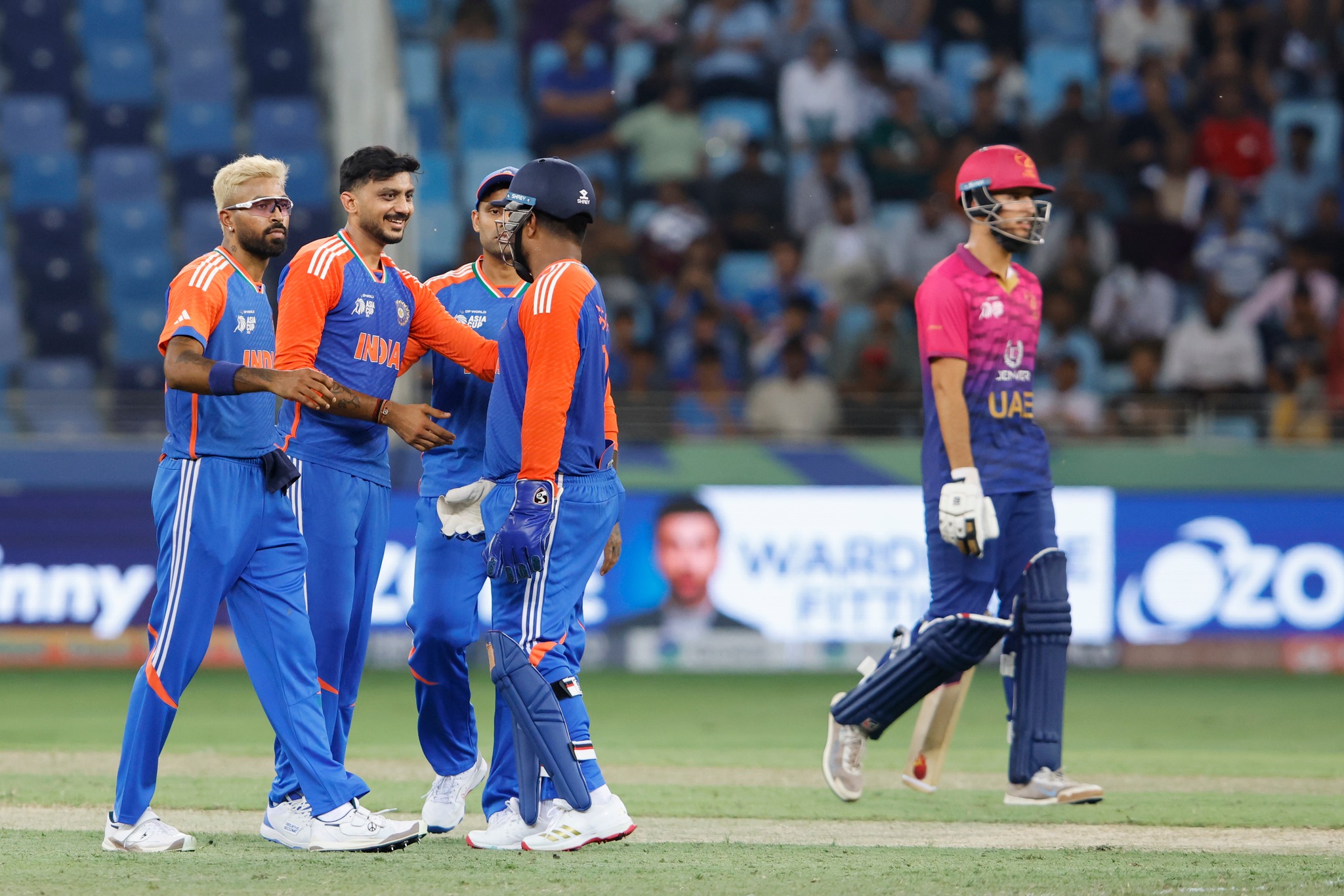Indian players gesture during the match against UAE in Duai on Spetember 10, 2025. (Handout/Indian Cricket Team)