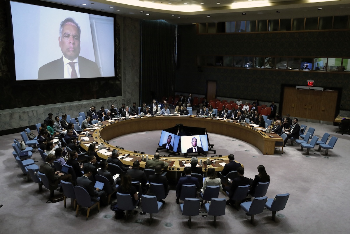 An overall view as the UN Security Council holds an emergency meeting on the situation in Gaza at United Nations headquarters on August 10, 2025 in New York. (FILE/AFP)