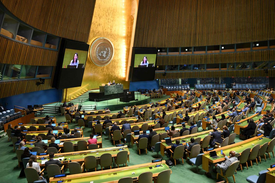 Former German Foreign Minister and President of the 80th session of the United Nations General Assembly Annalena Baerbock speaks during a General Assembly meeting to vote on two states solution to the Palestinian question at United Nations headquarters (UN) on September 12, 2025 in New York City. (AFP)