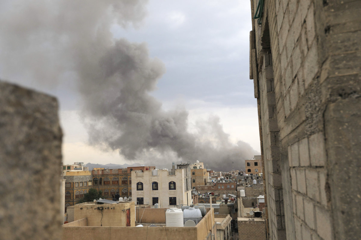 Smoke billows after Israeli strikes on Yemen's Houthi-held capital Sanaa on September 10, 2025. (AFP)