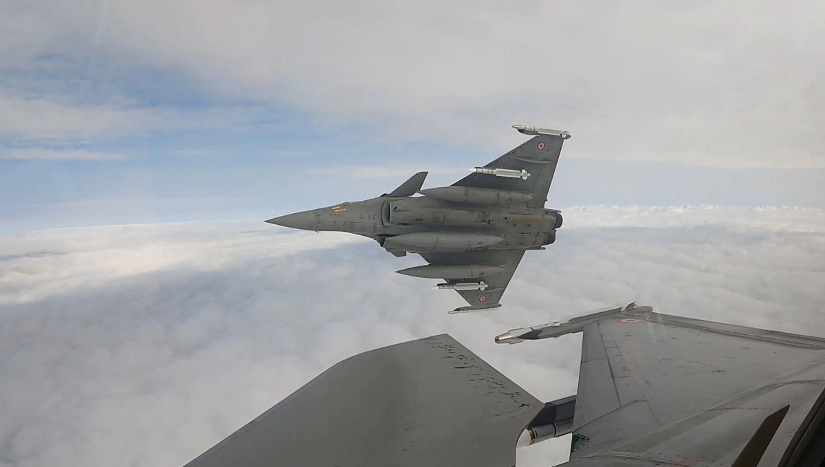 A French Air Force Dassault Rafale B fighter jet in Polish airspace during NATO exercises on Friday. (Via AFP)