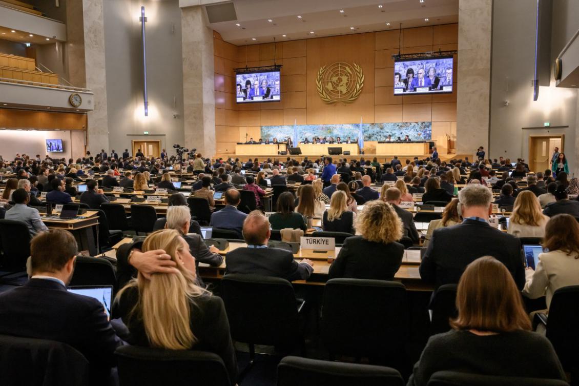 Delegates and representatives attend the 60th session of the United Nations Human Rights Council, in Geneva, on September 8, 2025. (AFP)