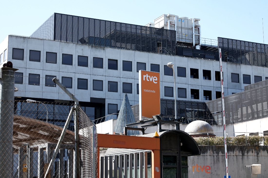 The headquarters of the news gathering department of Spain's state broadcasters RTVE, in Madrid, Spain. (Reuters)