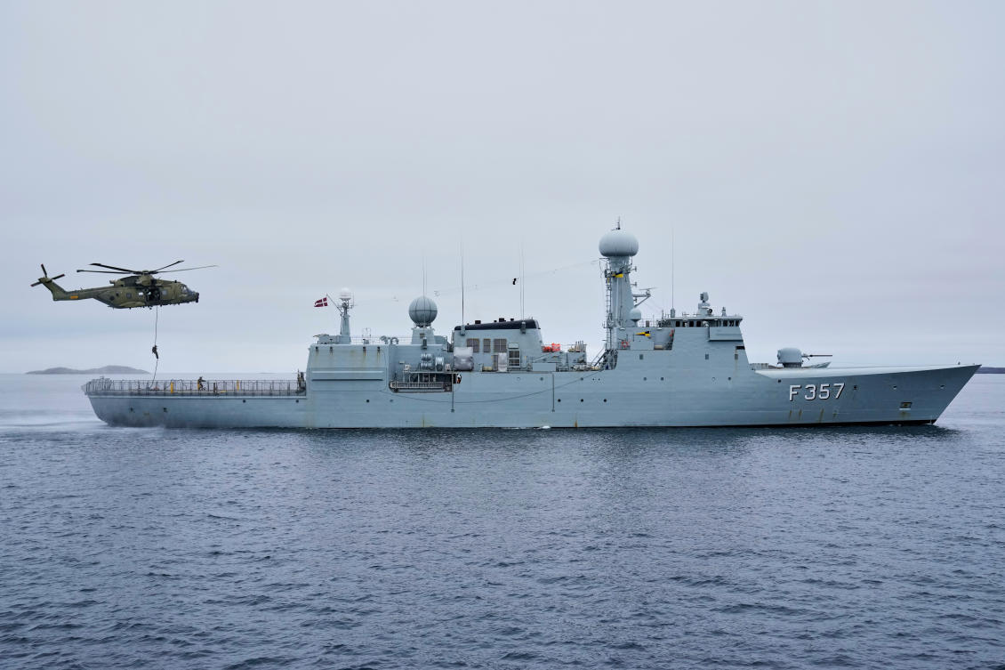 Danish military forces participate in an exercise with hundreds of troops from several European NATO members in the Arctic Ocean in Nuuk, Greenland, Monday, Sept. 15, 2025. (AP)