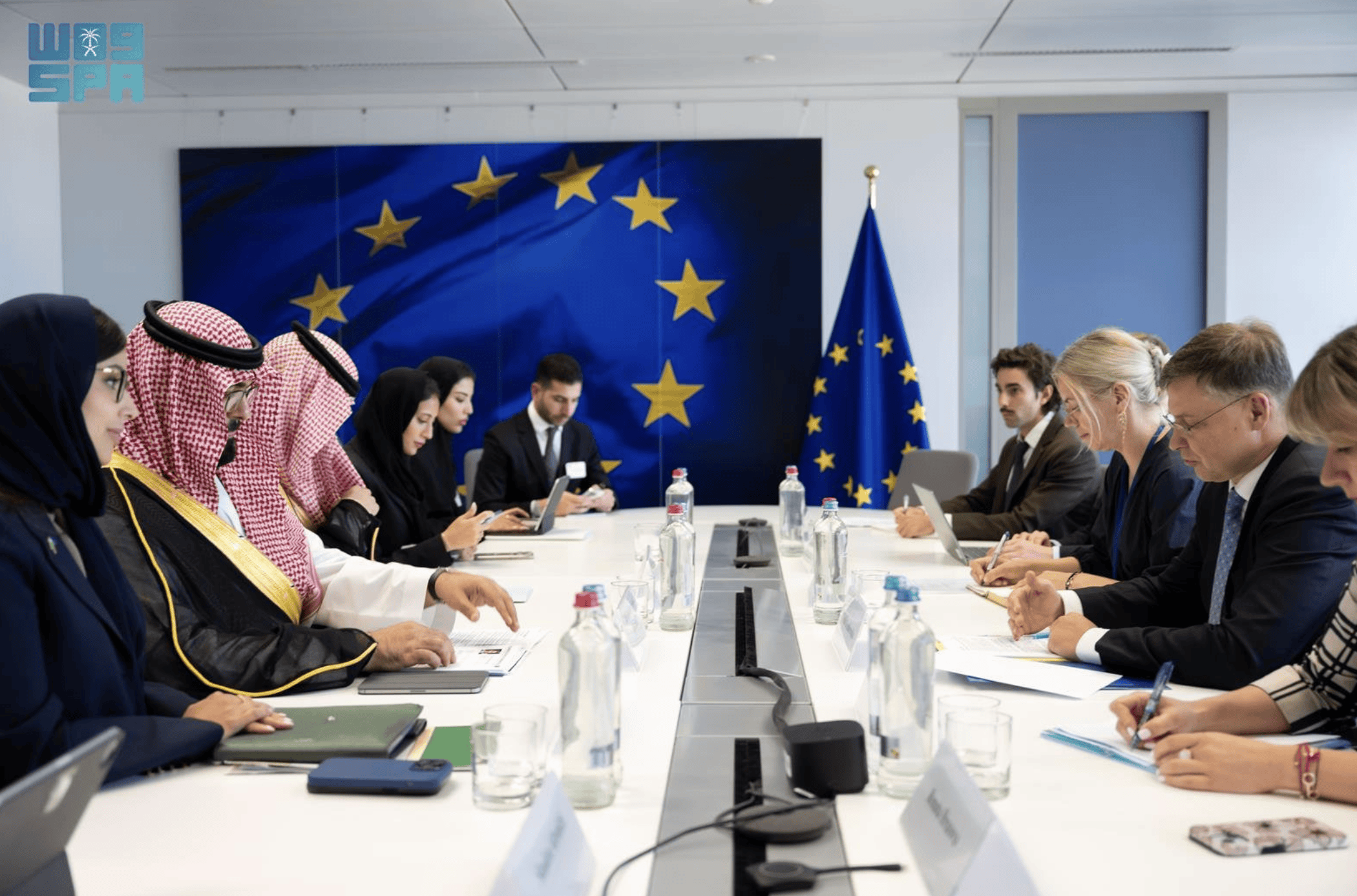 Faisal Al-Ibrahim met European Commissioner for Economy and Productivity Valdis Dombrovskis. SPA