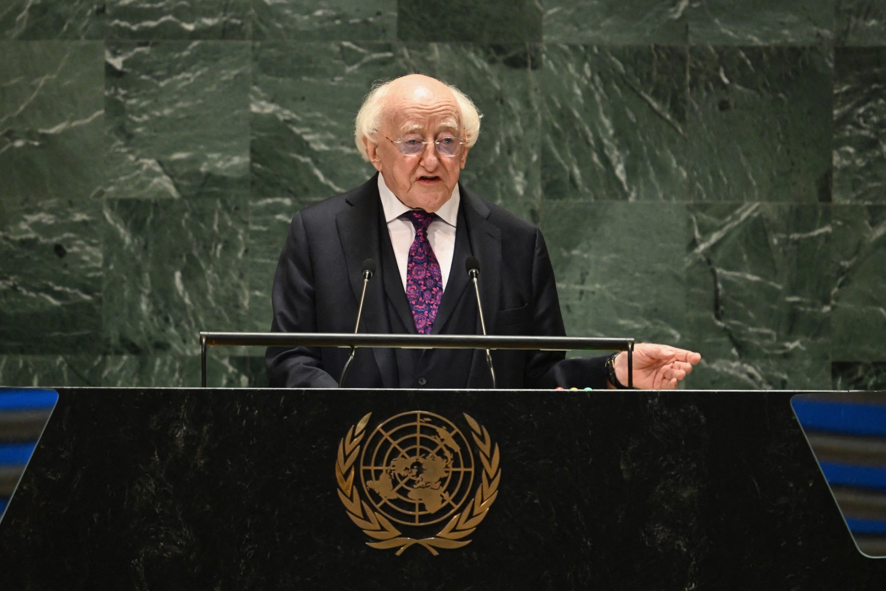 President of Ireland Michael D. Higgins speaks at the UN General Assembly. (File/AFP)