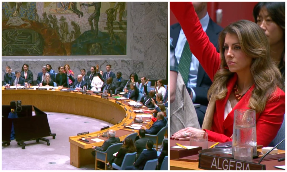 The US (Morgan Ortagus, right) on Thursday vetoed a UN Security Council resolution that called for an immediate and permanent ceasefire in Gaza, as well as the lifting of all restrictions on humanitarian aid deliveries to the enclave. (Screenshot/UNTV)