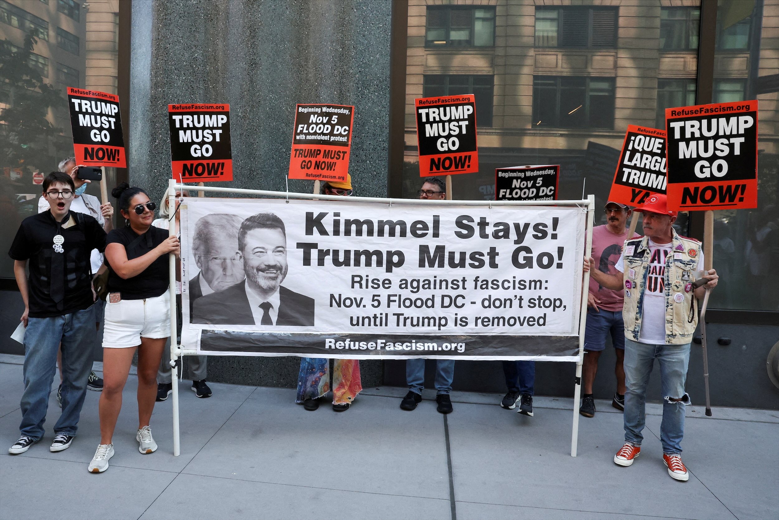 The parties will discuss whether there is a way to return “Jimmy Kimmel Live” to the air, the report said. (Reuters)