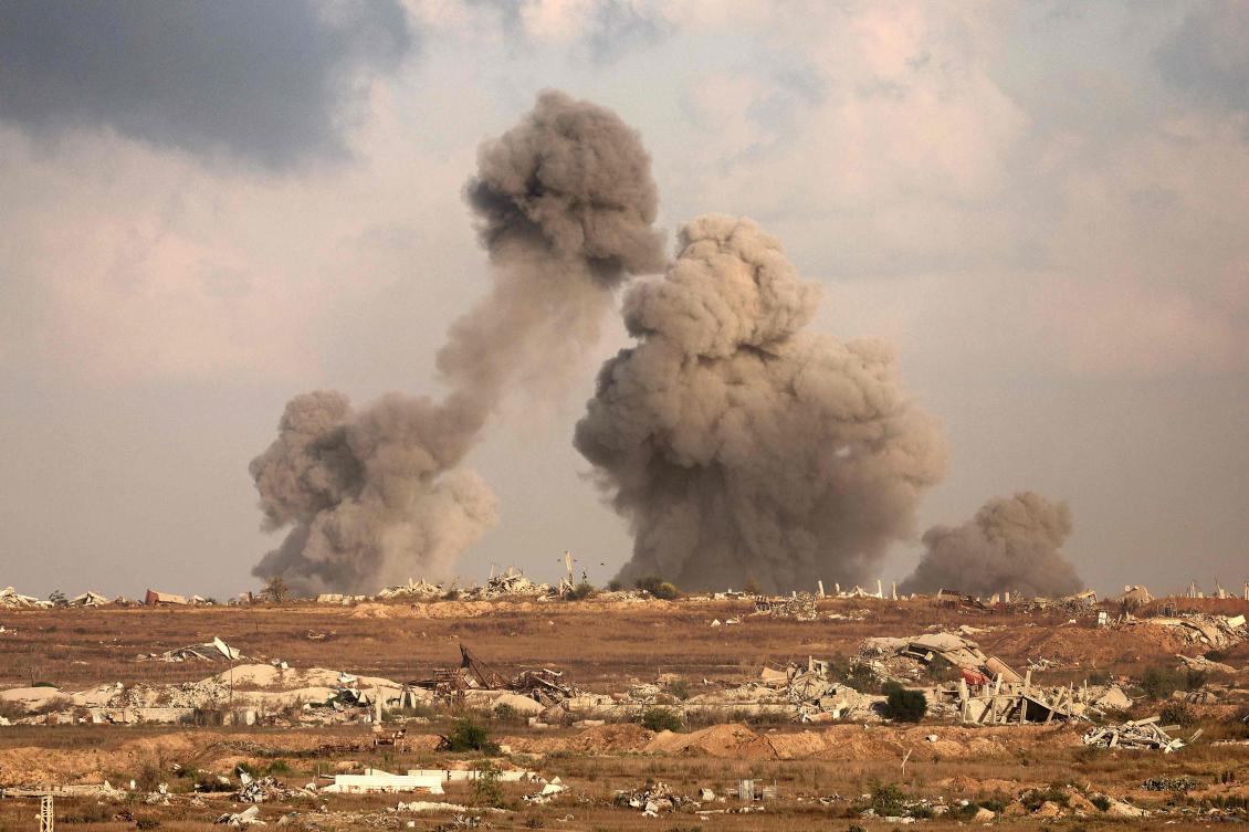 Above, smoke billows during an Israeli bombardment of the besieged Palestinian territory on Sept. 19, 2025. (AFP)