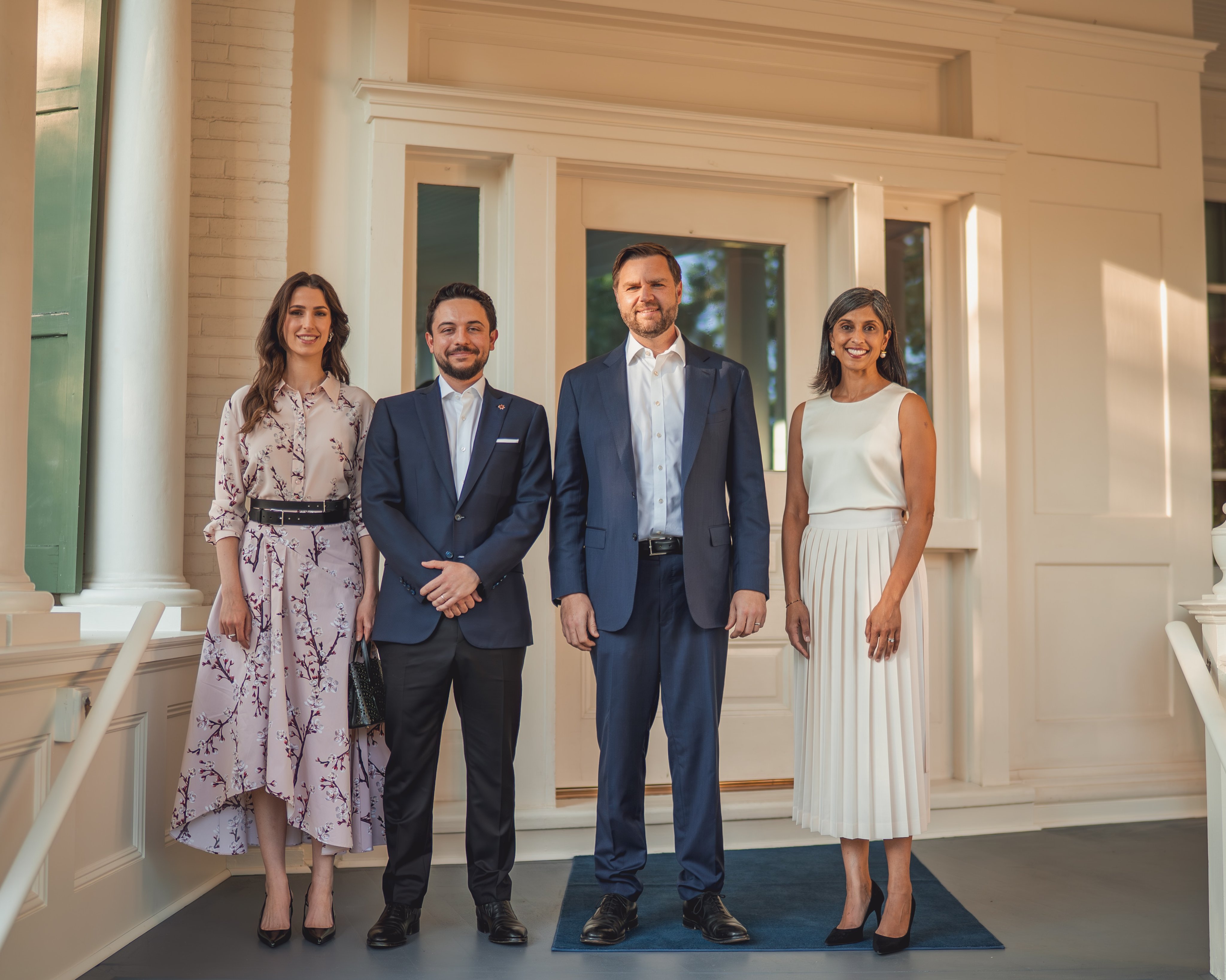 Jordan’s Crown Prince Hussein bin Abdullah II and his wife Princess Rajwa Al-Hussein attended a dinner in Washington on Thursday, hosted by US Vice President JD Vance and Second Lady Usha Vance. (Jordan News Agency)
