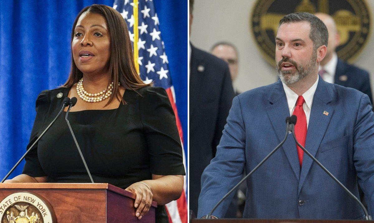 New York Attorney General Letitia James, left, and Erik Siebert, who has resigned as attorney for the eastern district of Virginia. (Reuters/AP)