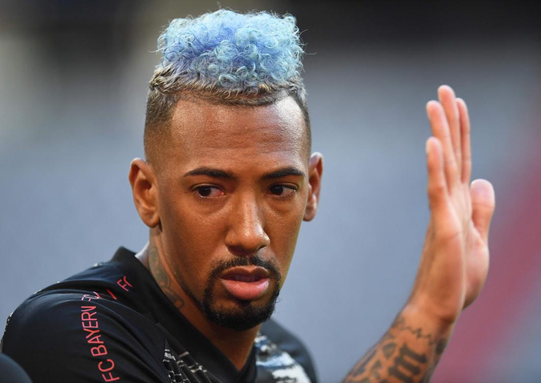 Bayern Munich's German defender Jerome Boateng warms up prior to the German first division Bundesliga football match FC Bayern Munich vs Hertha Berlin on October 4, 2020 in Munich. (FILE/AFP)