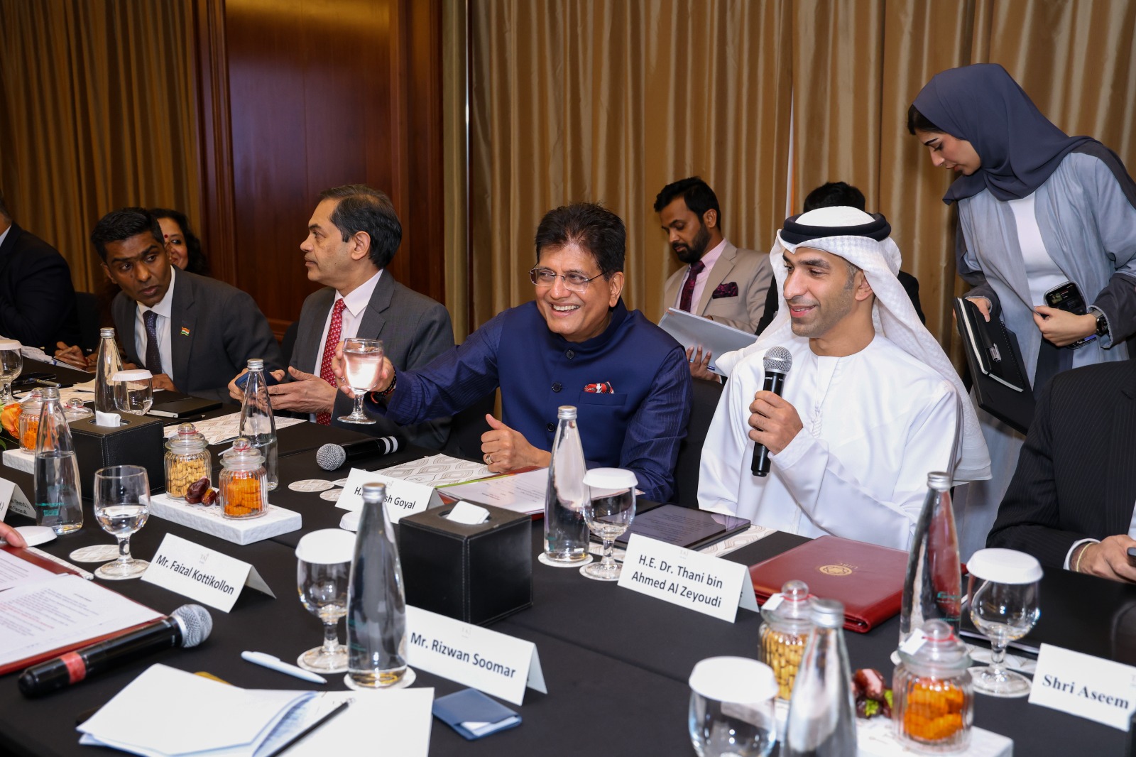 Indian Commerce Minister Piyush Goyal co-chairs the UAE-India Business Council Roundtable with UAE Foreign Trade Minister Thani Al-Zeyoudi on Sept. 19, 2025. (Indian Ministry of Commerce and Industry)