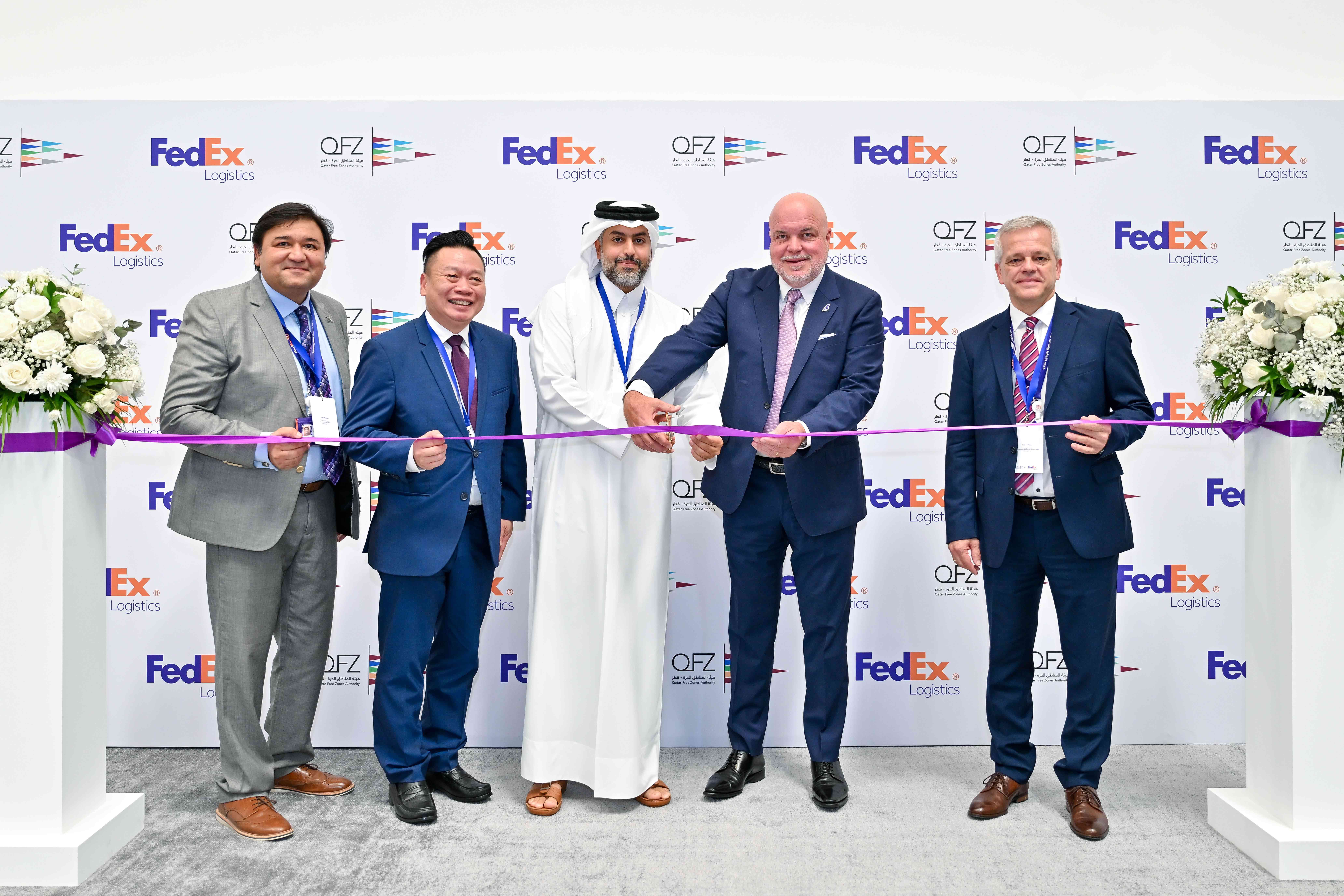 The inauguration was attended by Sheikh Mohammed bin Hamad, CEO of QFZ, and Patrick Moebel, president of FedEx Logistics.
