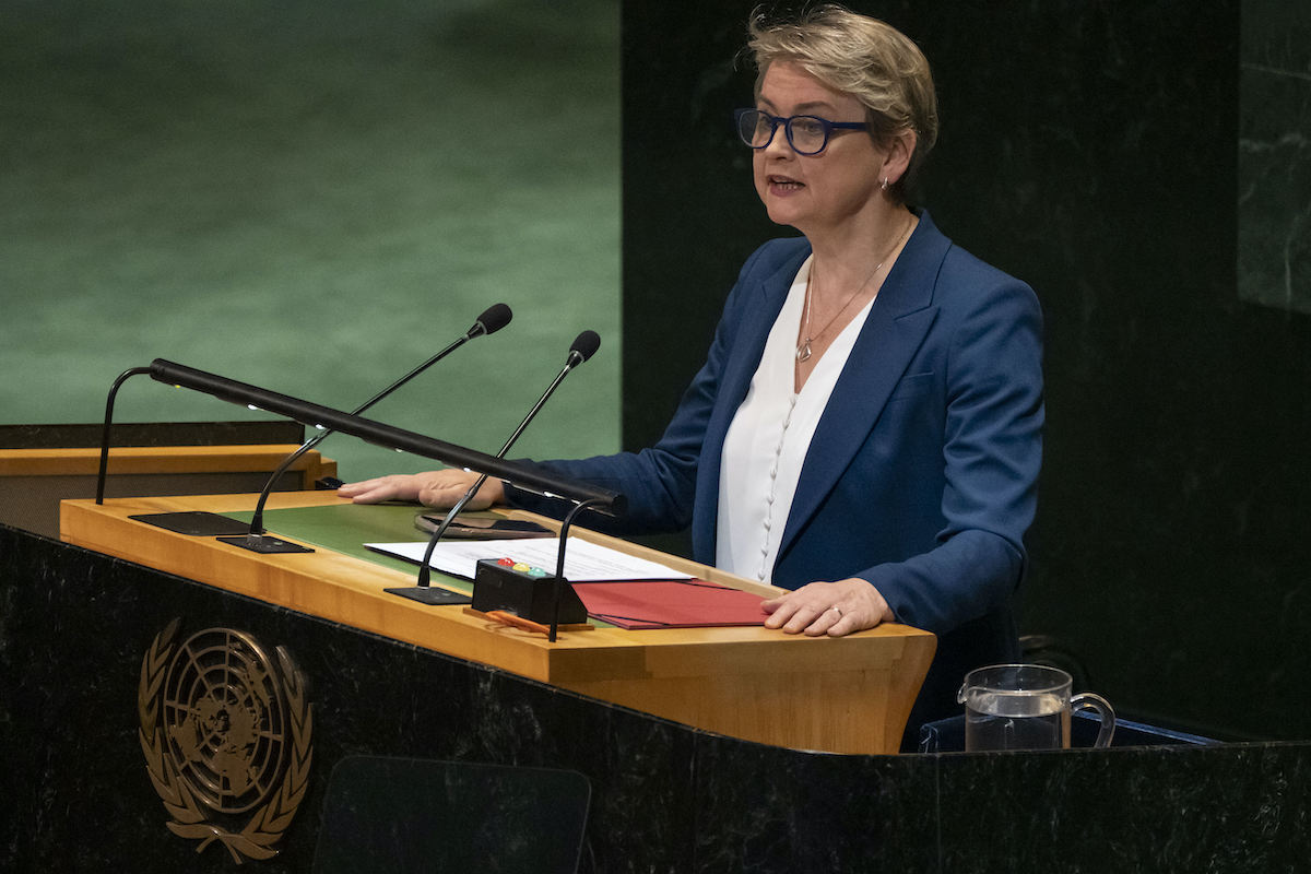 British Foreign Secretary Yvette Cooper told a UN meeting on Israel-Palestine that the two-state solution is in grave peril. (AP)