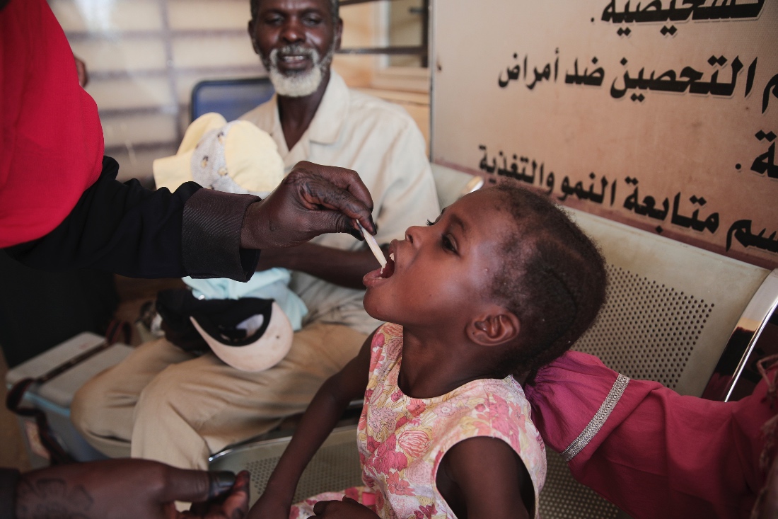 A Sudanese girl receives an oral cholera vaccine during a 10-day vaccination campaign conducted by health ministry workers in Khartoum, Sudan. (AP)