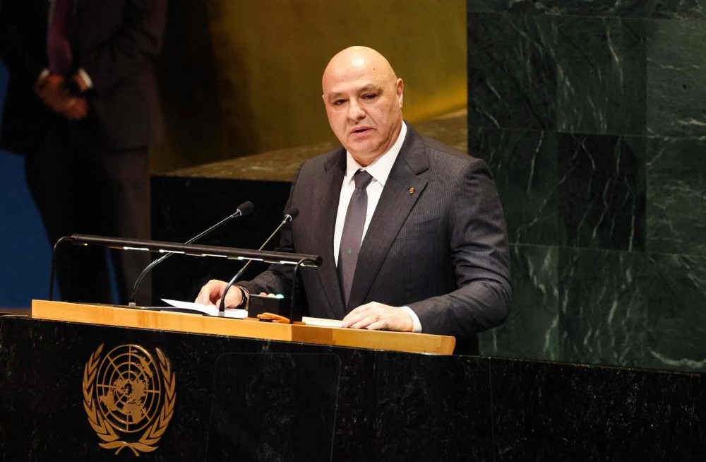 President of Lebanon Joseph Aoun speaks during the United Nations General Assembly (UNGA) at United Nations headquarters, New York City, Sept. 23, 2025. (AFP)